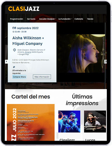 Diseño web móvil Clasijazz Almería